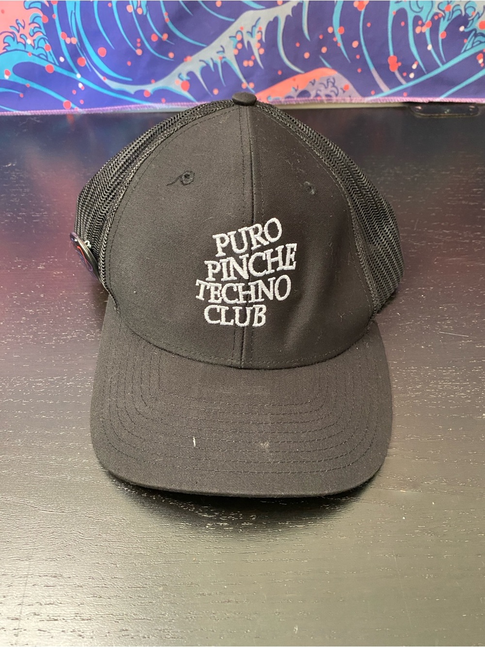 Puro Pinche Techno Club Black Mesh Trucker Hat